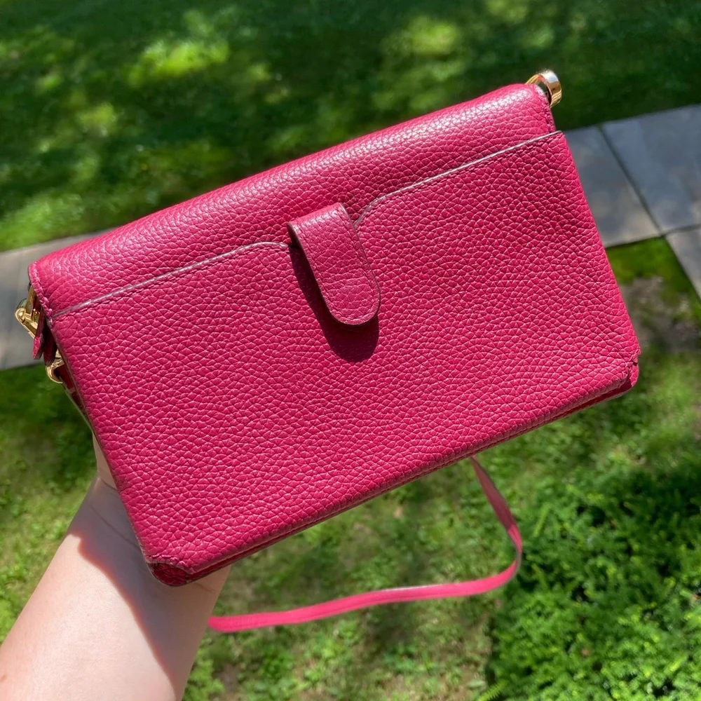 NEW Michael Kors Red Pebbled Leather Convertible Crossbody Bag Small Flap Purse
